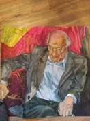 Живопись для поступления.
Портрет выполнен маслом на холсте, с акцентом на передачу текстуры кожи, тканей и эмоционального состояния модели через живые мазки.