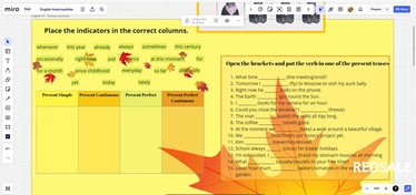 Пример урока, посвященного практике грамматики на доске Miro. Практически все задания интерактивные, Вы сами будете перемещать слова в нужную колонку, как в данном случае, и выполнять остальные задания.