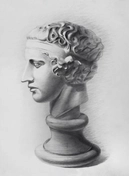 Рисунок статуи с тенью.
Выполнен карандашом.