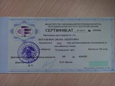 ЦТ 2022, 73 балла, Диана