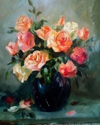  использую масляные краски на холсте для создания глубоких оттенков и текстур каждого цветка.