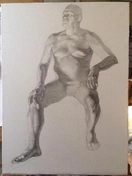 Академический рисунок выполнен карандашом, где мягкие линии передают анатомию и пропорции фигуры с точностью и грацией.