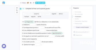 Пример интерактивной платформы Edvibe, на которой возможно проведение любых уроков. Все задания интерактивные, Вы сами будете подставлять слова в предложения, как в данном случае, и выполнять остальные задания.